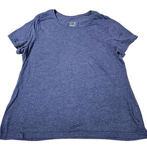 Time And Tru Womens T-Shirt Blue 2X Cotton Blend Pullover Short Sleeve